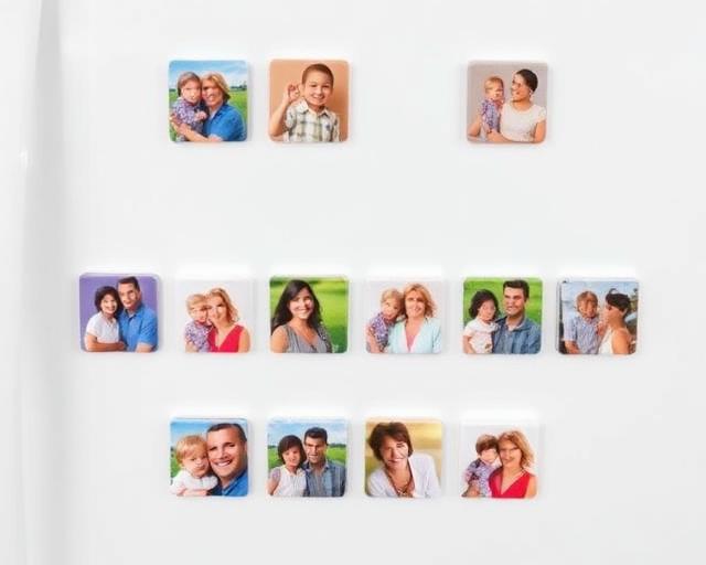 Pack de 12 imanes fotográficos personalizados de 6.5×6.5 cm para regalo familiar